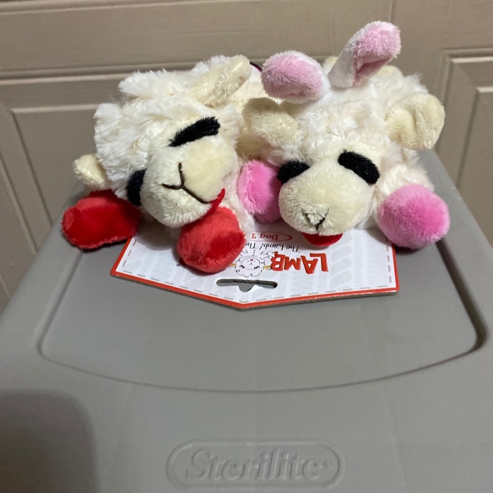 Set Of 2 LambChop Dog Toy With Squeaker.